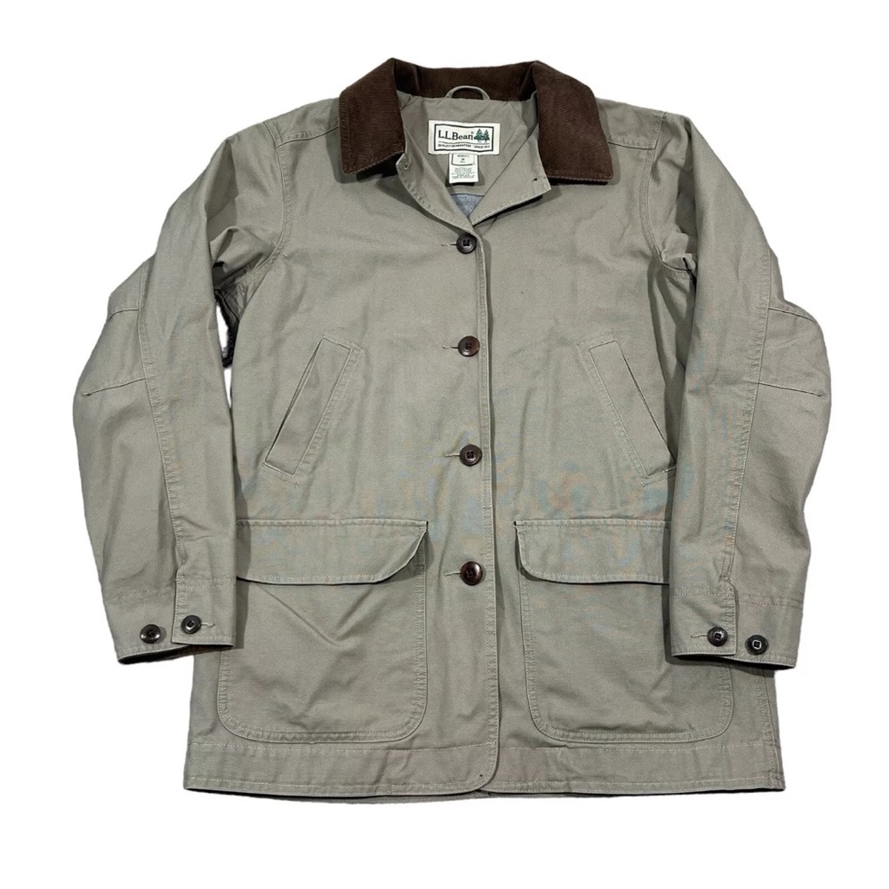 L.L. Bean Adirondack Barn Coat Women's Beige Flannel Lined Outdoor Size Medium